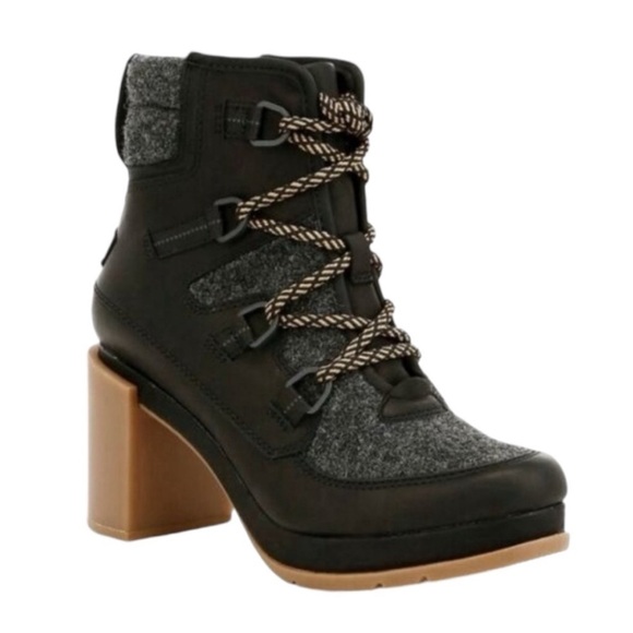 SOREL Blake Black & Grey Lace-Up Leather & Felt Hiking Boot - Picture 2 of 6
